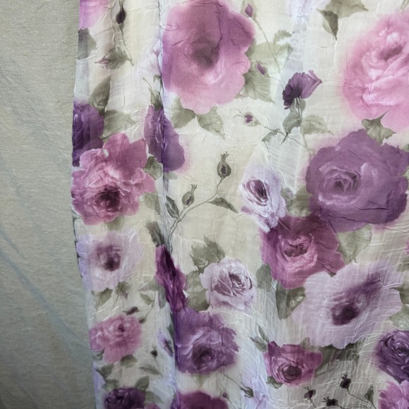 Romantic CottageCore Sheer Rose Floral Maxi Skirt L Made in USA Feminine Flowy - Picture 2 of 5